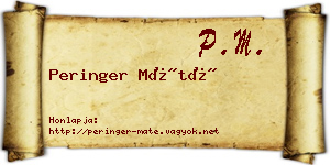 Peringer Máté névjegykártya